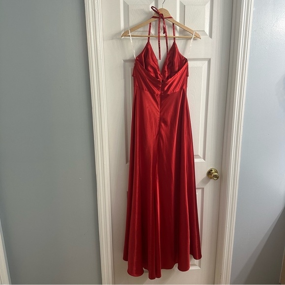 Vintage Jessica McClintock Dress Long Red Formal Satin Sexy Size 6 Extra Small - Picture 5 of 9